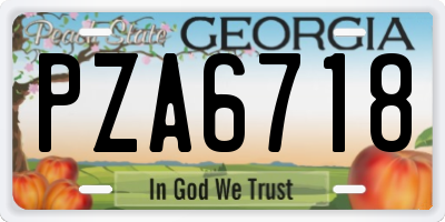 GA license plate PZA6718