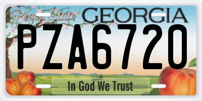 GA license plate PZA6720