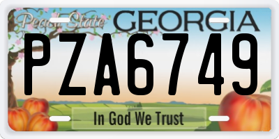 GA license plate PZA6749