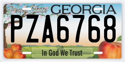 GA license plate PZA6768