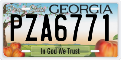 GA license plate PZA6771