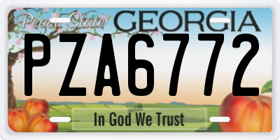 GA license plate PZA6772