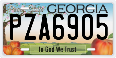 GA license plate PZA6905