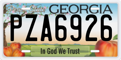 GA license plate PZA6926