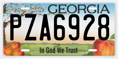 GA license plate PZA6928