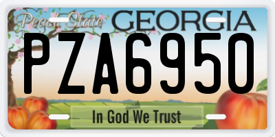 GA license plate PZA6950