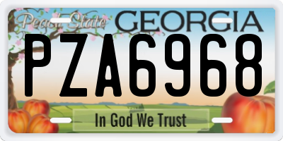 GA license plate PZA6968