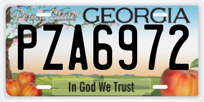GA license plate PZA6972