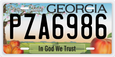 GA license plate PZA6986