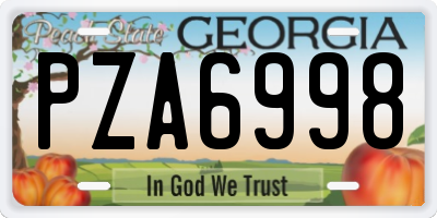 GA license plate PZA6998