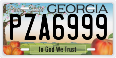 GA license plate PZA6999