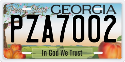 GA license plate PZA7002
