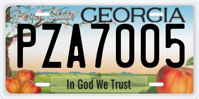 GA license plate PZA7005