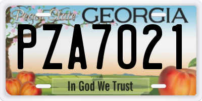 GA license plate PZA7021