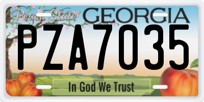 GA license plate PZA7035