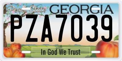 GA license plate PZA7039