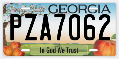 GA license plate PZA7062