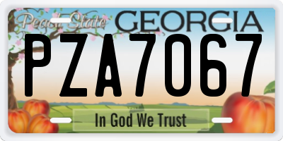 GA license plate PZA7067