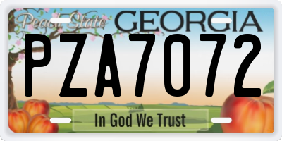 GA license plate PZA7072
