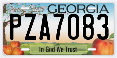 GA license plate PZA7083