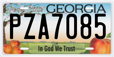 GA license plate PZA7085