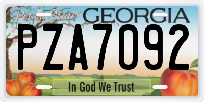 GA license plate PZA7092