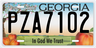 GA license plate PZA7102