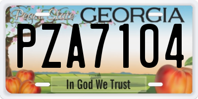 GA license plate PZA7104