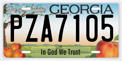 GA license plate PZA7105
