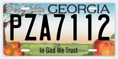 GA license plate PZA7112