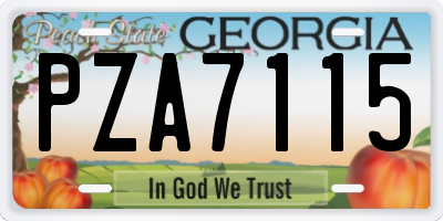 GA license plate PZA7115