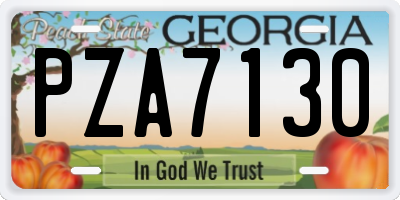 GA license plate PZA7130