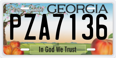 GA license plate PZA7136