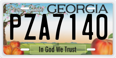 GA license plate PZA7140