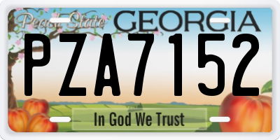 GA license plate PZA7152