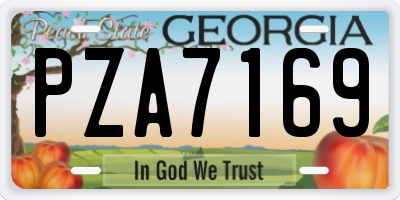 GA license plate PZA7169