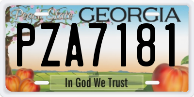 GA license plate PZA7181