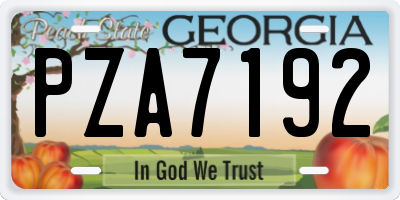 GA license plate PZA7192