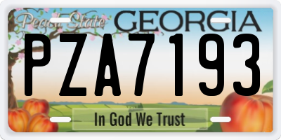 GA license plate PZA7193