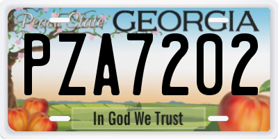 GA license plate PZA7202