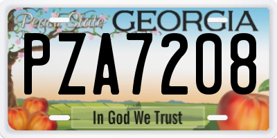 GA license plate PZA7208