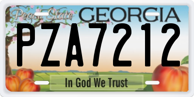 GA license plate PZA7212