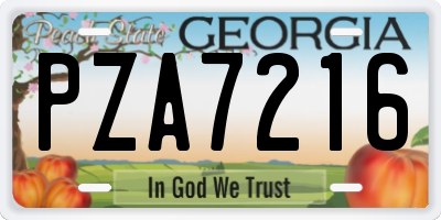 GA license plate PZA7216
