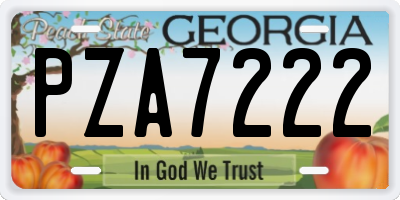GA license plate PZA7222