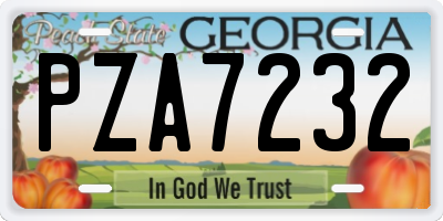 GA license plate PZA7232