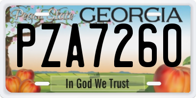 GA license plate PZA7260