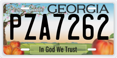 GA license plate PZA7262