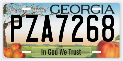 GA license plate PZA7268