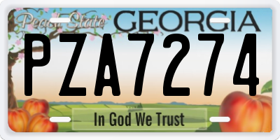 GA license plate PZA7274