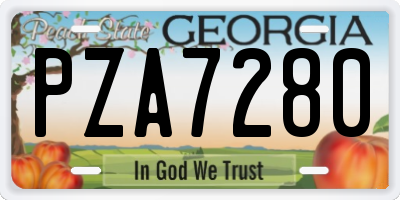 GA license plate PZA7280